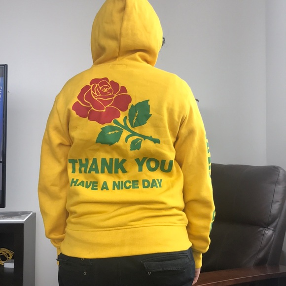Chinatown Yellow Thank You Size Small Hoodie - Picture 2 of 6